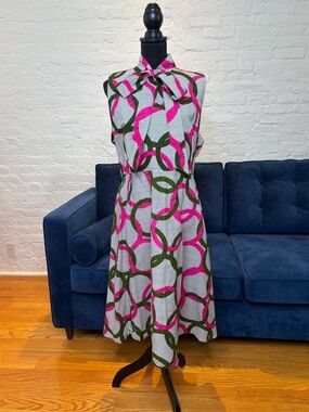 Mae Otti Sleeveless Tie-Neck A-Line Dress in African Print - XL